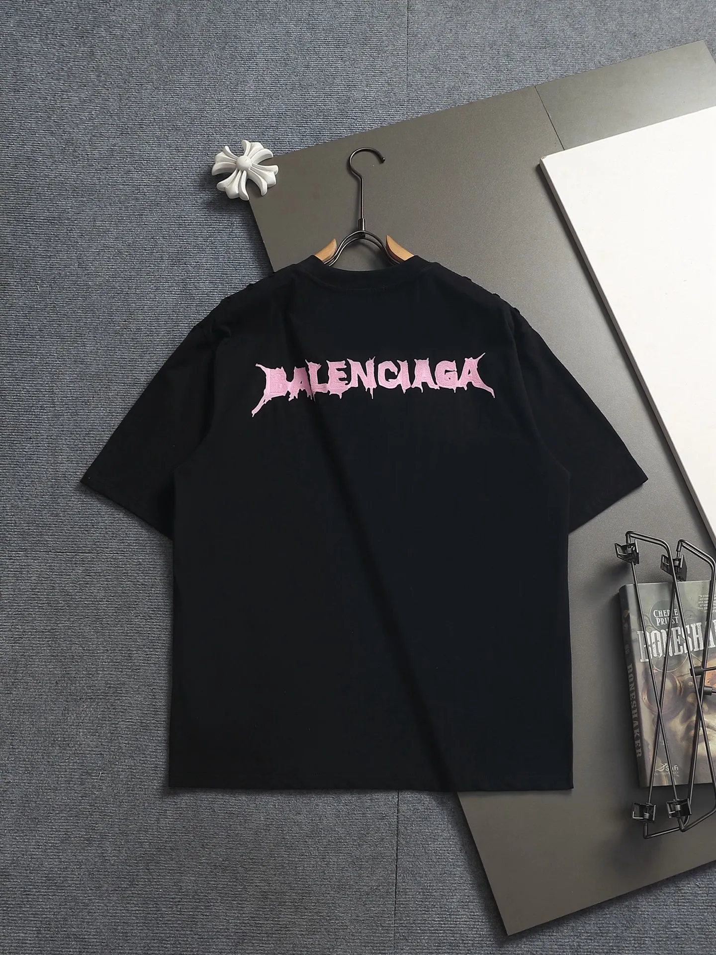 BALENCIAGA logo Logo ， Retro Same Style T 320 Versatile : Black Size：S M L XL